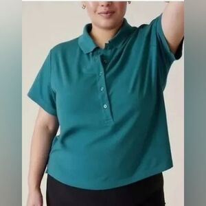 Athleta Teal Pique Short Sleeve Polo Shirt NWT Plus Size 3X